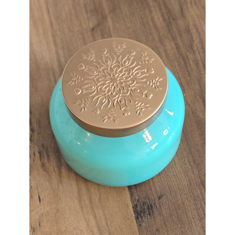 Sea & Sand Midnight Blue Citrus Scented Candle 9oz Turquoise Glass Gold Lid NEW